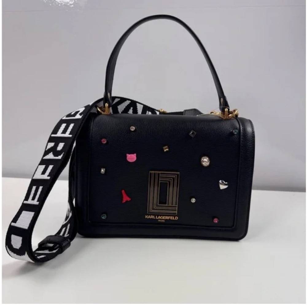 Karl Lagerfeld Paris Simone Flap Crossbody Leather Bag